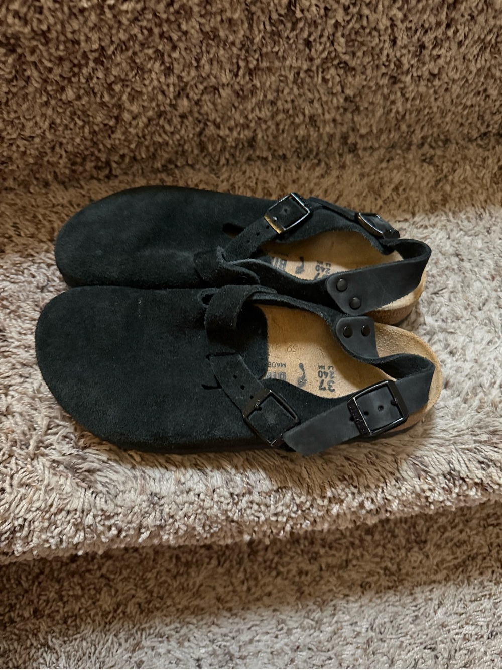 Birkenstock Tokio Suede Black Sandals 37